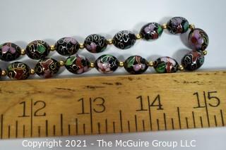 Black & Gold Cloisonné Bead Necklace. 