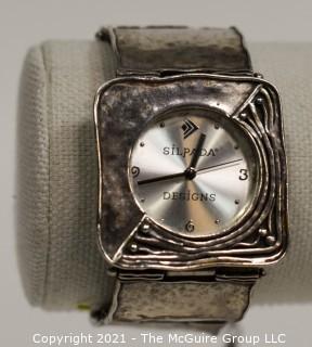 Silpada Women's Sterling Silver Hammered Square Link Wrist Watch