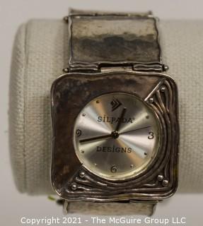 Silpada Women's Sterling Silver Hammered Square Link Wrist Watch