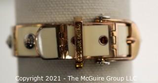 Henri Bendel Rose Gold Toned and White Enamel Belt Bracelet  47g Weight {Note: Description was changed on 4.5.21 @ 12:49pm ET}