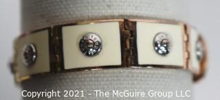 Henri Bendel Rose Gold Toned and White Enamel Belt Bracelet  47g Weight {Note: Description was changed on 4.5.21 @ 12:49pm ET}