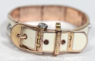 Henri Bendel Rose Gold Toned and White Enamel Belt Bracelet  47g Weight {Note: Description was changed on 4.5.21 @ 12:49pm ET}