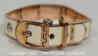 Henri Bendel Rose Gold Toned and White Enamel Belt Bracelet  47g Weight {Note: Description was changed on 4.5.21 @ 12:49pm ET}