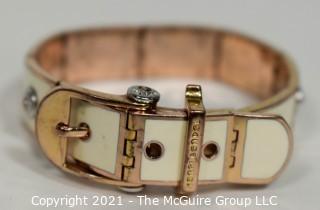 Henri Bendel Rose Gold Toned and White Enamel Belt Bracelet  47g Weight {Note: Description was changed on 4.5.21 @ 12:49pm ET}