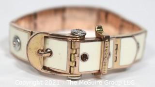 Henri Bendel Rose Gold Toned and White Enamel Belt Bracelet  47g Weight {Note: Description was changed on 4.5.21 @ 12:49pm ET}