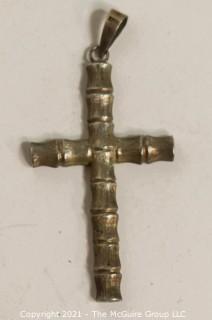 Sterling Silver Bamboo Cross Pendant 