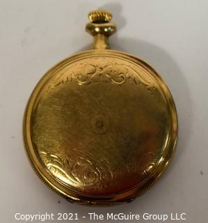 Gold Waltham Ladies Pocket Watch.  Cracked Crystal and Untested.