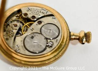 Gold Waltham Ladies Pocket Watch.  Cracked Crystal and Untested.