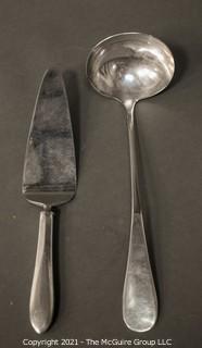 Vintage Pan Am Silver Plate Serving Pieces Including Punch Bowl Ladle and Pie Server.  Made for Pan American Airlines by Victors Co.