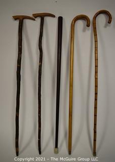 Group of (5) Canes and Walking Sticks 