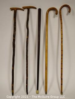 Group of (5) Canes and Walking Sticks 