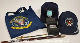 Group of Souvenir and Memorabilia Items.  Includes Air Force One, Pan American, Marine Memorial, Gift from South Vietnamese General Nguyen Van Thieu to US General Frederick Karch & Sword. 