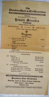 Willa Cather, Edith Lewis and Yehudi Menuhin:  An archive of letters, photos, books, press clippings, concert programs and other materials documenting the close friendship between Cather and Lewis with Menuhin and his family. 