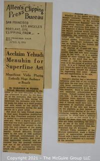 Willa Cather, Edith Lewis and Yehudi Menuhin:  An archive of letters, photos, books, press clippings, concert programs and other materials documenting the close friendship between Cather and Lewis with Menuhin and his family. 