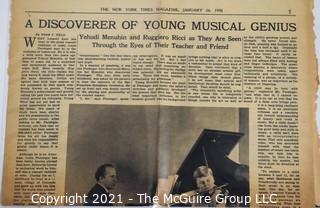 Willa Cather, Edith Lewis and Yehudi Menuhin:  An archive of letters, photos, books, press clippings, concert programs and other materials documenting the close friendship between Cather and Lewis with Menuhin and his family. 