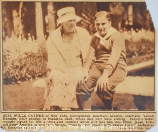 Willa Cather, Edith Lewis and Yehudi Menuhin:  An archive of letters, photos, books, press clippings, concert programs and other materials documenting the close friendship between Cather and Lewis with Menuhin and his family. 