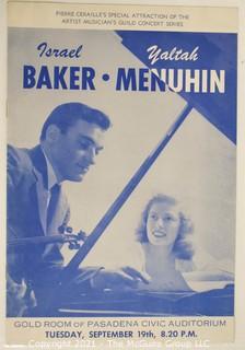 Willa Cather, Edith Lewis and Yehudi Menuhin:  An archive of letters, photos, books, press clippings, concert programs and other materials documenting the close friendship between Cather and Lewis with Menuhin and his family. 