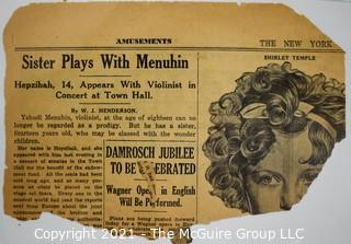 Willa Cather, Edith Lewis and Yehudi Menuhin:  An archive of letters, photos, books, press clippings, concert programs and other materials documenting the close friendship between Cather and Lewis with Menuhin and his family. 