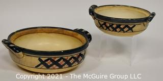 2 Pottery serving bowls; 7 1/2" & 10" diameters