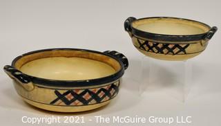 2 Pottery serving bowls; 7 1/2" & 10" diameters