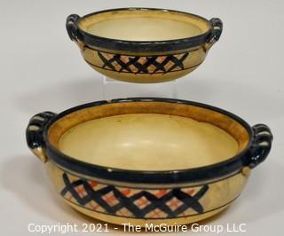 2 Pottery serving bowls; 7 1/2" & 10" diameters