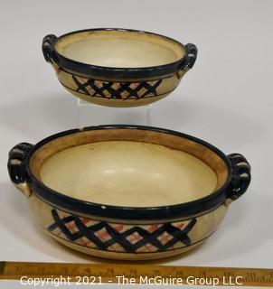 2 Pottery serving bowls; 7 1/2" & 10" diameters