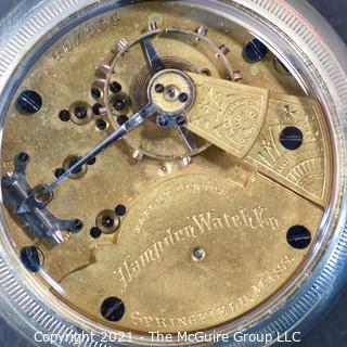 Size 18 - Hampden Watch Co. - S. N. Follansbee, Athol, MA - Serial# 407954 - 15J - Open Silver Plated Case 