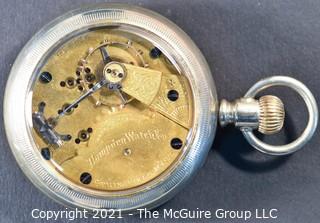 Size 18 - Hampden Watch Co. - S. N. Follansbee, Athol, MA - Serial# 407954 - 15J - Open Silver Plated Case 