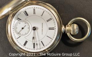 Size 18 - Hampden Watch Co. - W. L. LaRue, Springfield, MA - Serial# 299997 - 11J - Open Coin Silver Case
