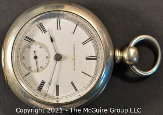 Size 18 - Hampden Watch Co. - Frank Dyer. Caro, MI - Serial# 218381 - 11J - Open Silveroid Keywind Case