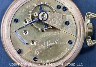 Size 18 - Hampden Watch Co. - W.R. Smallwood, Gowanda, NY - Serial# 261909 - 11J - 
Open Gilt Base Metal Case
