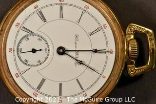 Size 18 - Hampden Watch Co. - W.R. Smallwood, Gowanda, NY - Serial# 261909 - 11J - 
Open Gilt Base Metal Case
