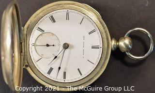 Size 18 - New York Watch Co. - R E Green, Pottsville, PA - Serial# 45810 - 7J - Open Silverine Keywind Case