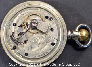 Size 18 - Hampden Watch Co. - W. J. Matthews & Co., Anaconda, MT - 
Serial# 372497 - 17J - Adjusted - Open Silverode Case


