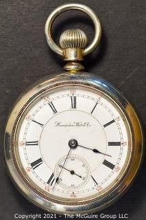 Size 18 - Hampden Watch Co. - Springfield, MA - Serial# 392889 - 15J - 
Open Silverode Case
