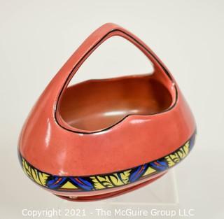 Vintage Pink Erphila Art Pottery Made in Czechoslovakia Vase or Flower Basket. It measures approximately 7" long.r.