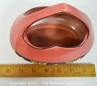 Vintage Pink Erphila Art Pottery Made in Czechoslovakia Vase or Flower Basket. It measures approximately 7" long.r.