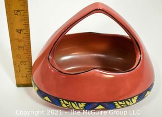 Vintage Pink Erphila Art Pottery Made in Czechoslovakia Vase or Flower Basket. It measures approximately 7" long.r.