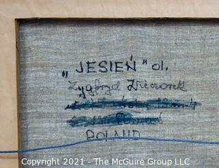 Farmed Oil On Canvas Landscape "Jesien ol" Poland, Signature illegible; 21 x 25"  