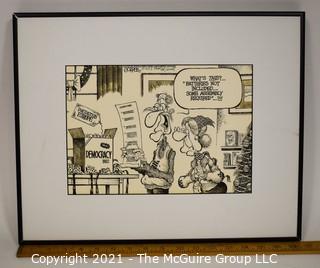 Framed and Signed Original Cartoon by Bob Gorrell dated 12/11/89.  It measures approximately 17" x 14". 