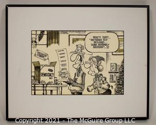 Framed and Signed Original Cartoon by Bob Gorrell dated 12/11/89.  It measures approximately 17" x 14". 