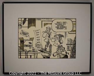 Framed and Signed Original Cartoon by Bob Gorrell dated 12/11/89.  It measures approximately 17" x 14". 