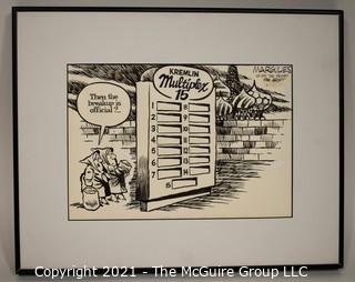 Framed and Signed Original Cartoon by Jimmy Margulies dated 1991. It measures approximately 19" x 15". 