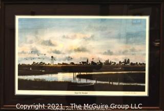 Framed Under Glass Print of "Tangier By Moonlight" by Franklin Saye, numbered 262/950, pencil signed by artist.  It measures approximately 27" x 39".