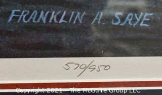 Framed Under Glass Print of " St. Michaels Harbor" by Franklin Saye, numbered 570/950, pencil signed by artist.  It measures approximately 25" x 37".