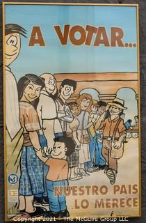 Framed Under Glass "A Votar" Voter Education Poster.  ; 19 x 30"