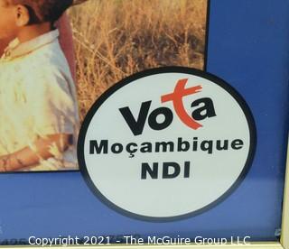 Poster Promoting Voting in Mozambique; framed under glass; 20 x 26"