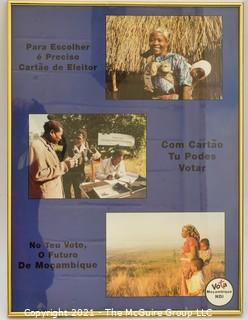 Poster Promoting Voting in Mozambique; framed under glass; 20 x 26"