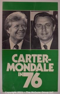 1978 Carter & Mondale Presidential Campaign Poster on Cardboard,