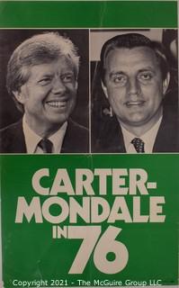 1978 Carter & Mondale Presidential Campaign Poster on Cardboard,